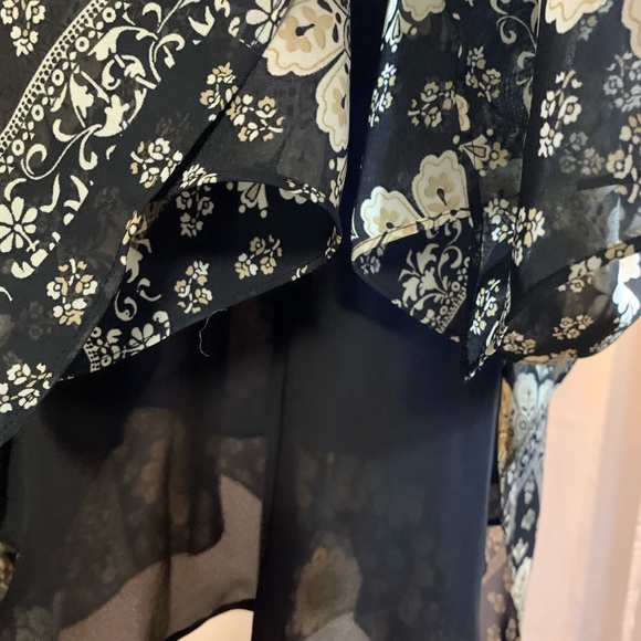 Black, white and tan cocktail dress, hi-lo - Picture 2 of 12